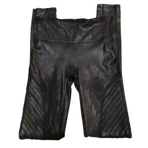 SPANX Black Faux Leather Moto Leggings. STYLE: 20136R